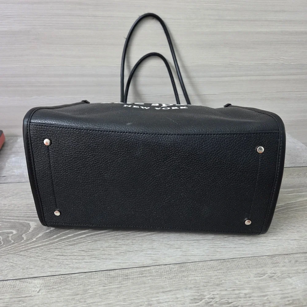 Kate Spade New York Ella Black Pebbled Leather Double Handles Zipper Tote Bag